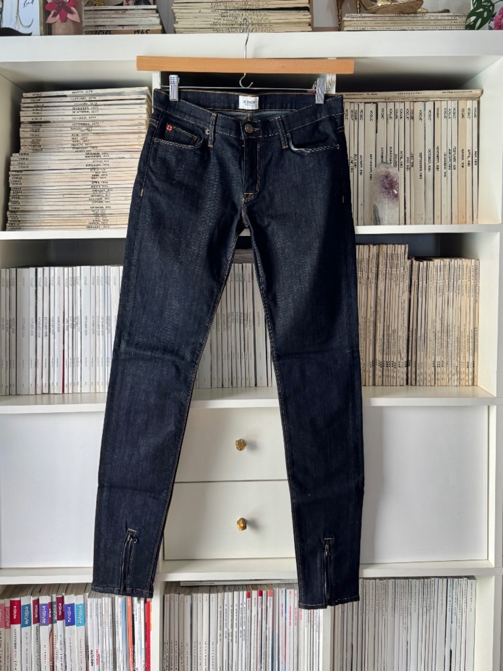 Hudson Skinny Jeans Dark Denim Wash Juliette Low Rise stretch Ankle Zippers
